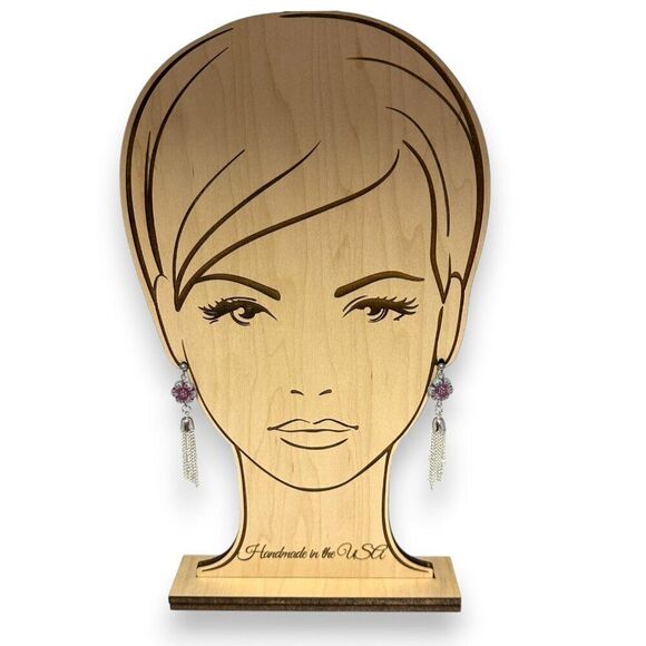 Wild Rose Flower Chain Tassel Earrings Stainless Steel Posts - Picture 3 of 10